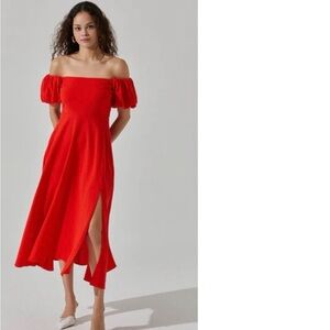 ASTR the label Elegant Red Off-Shoulder Dress